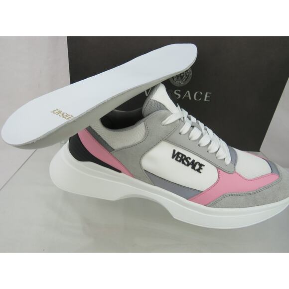 VERSACE SPLENDOR PINK WHITE LEATHER MEDUSA HEAD LOW TOP PLATFORM SNEAKERS 39 9 - Picture 7 of 12